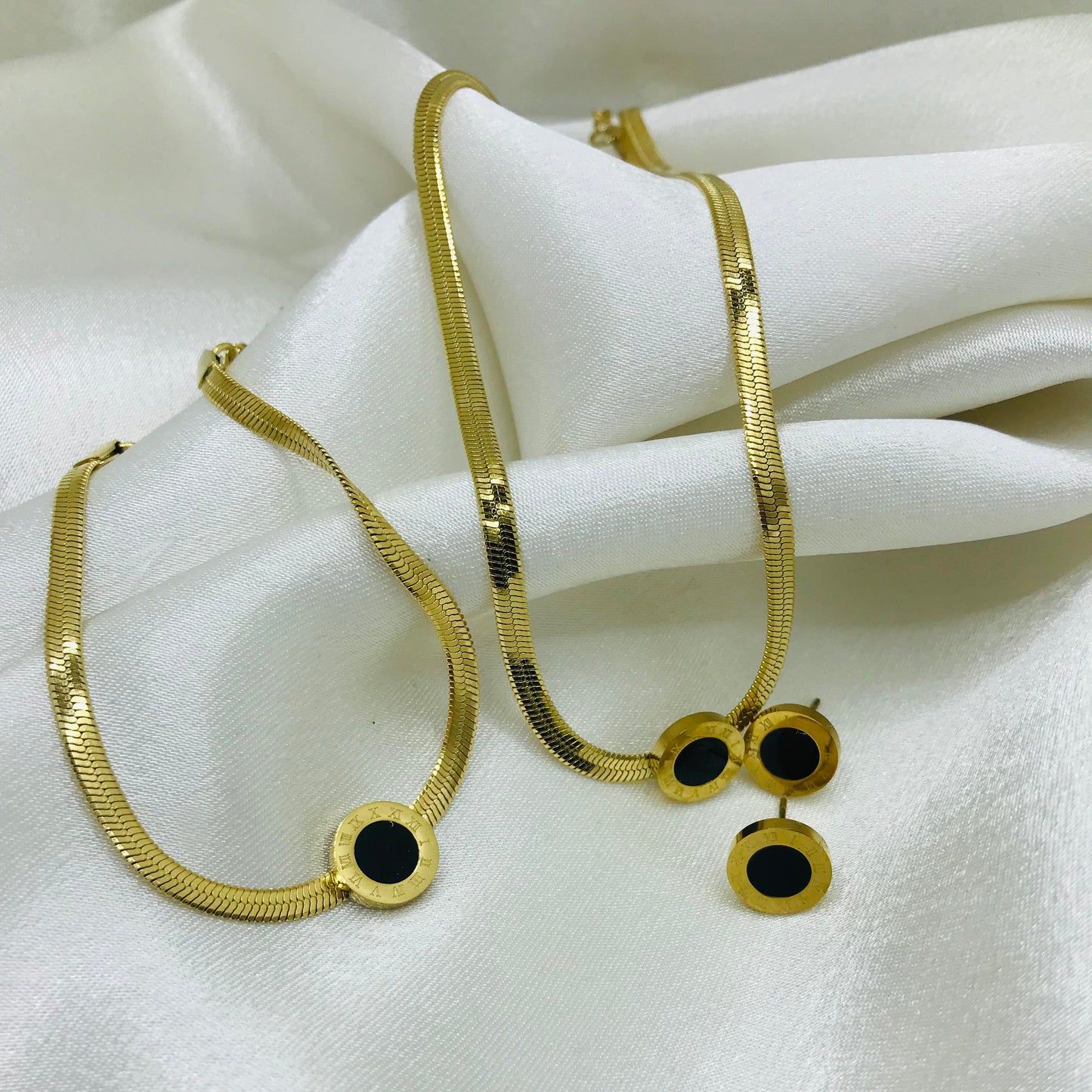 Roman Snake Chain Gold Jewelry Set