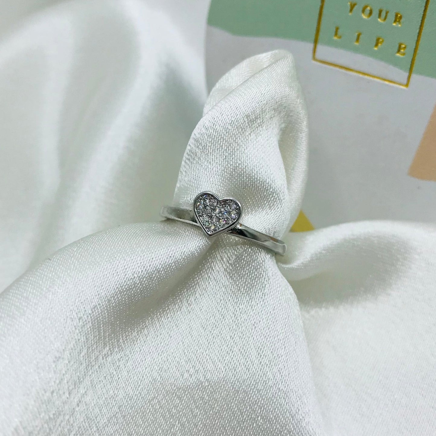 Shiny Heart Diamond Ring