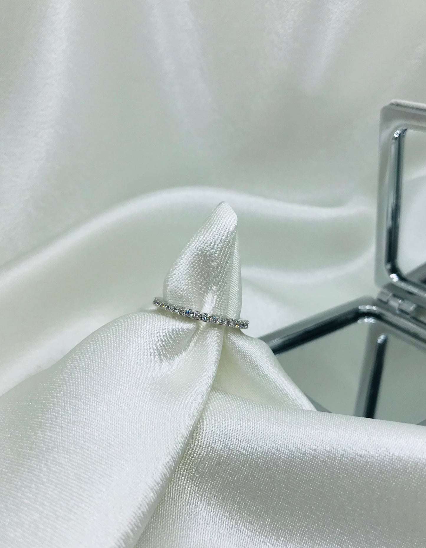 Silver Ring with Diamond Accents