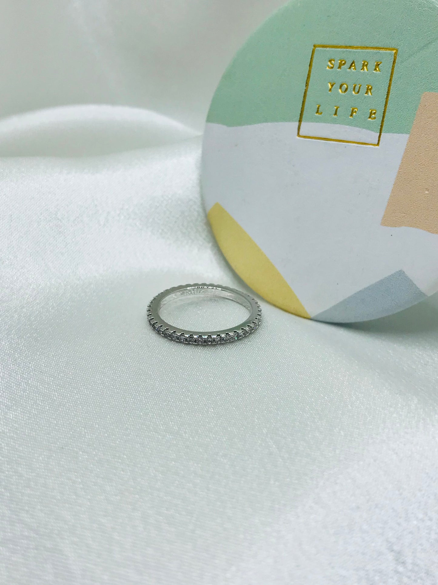 Silver Ring with Diamond Accents