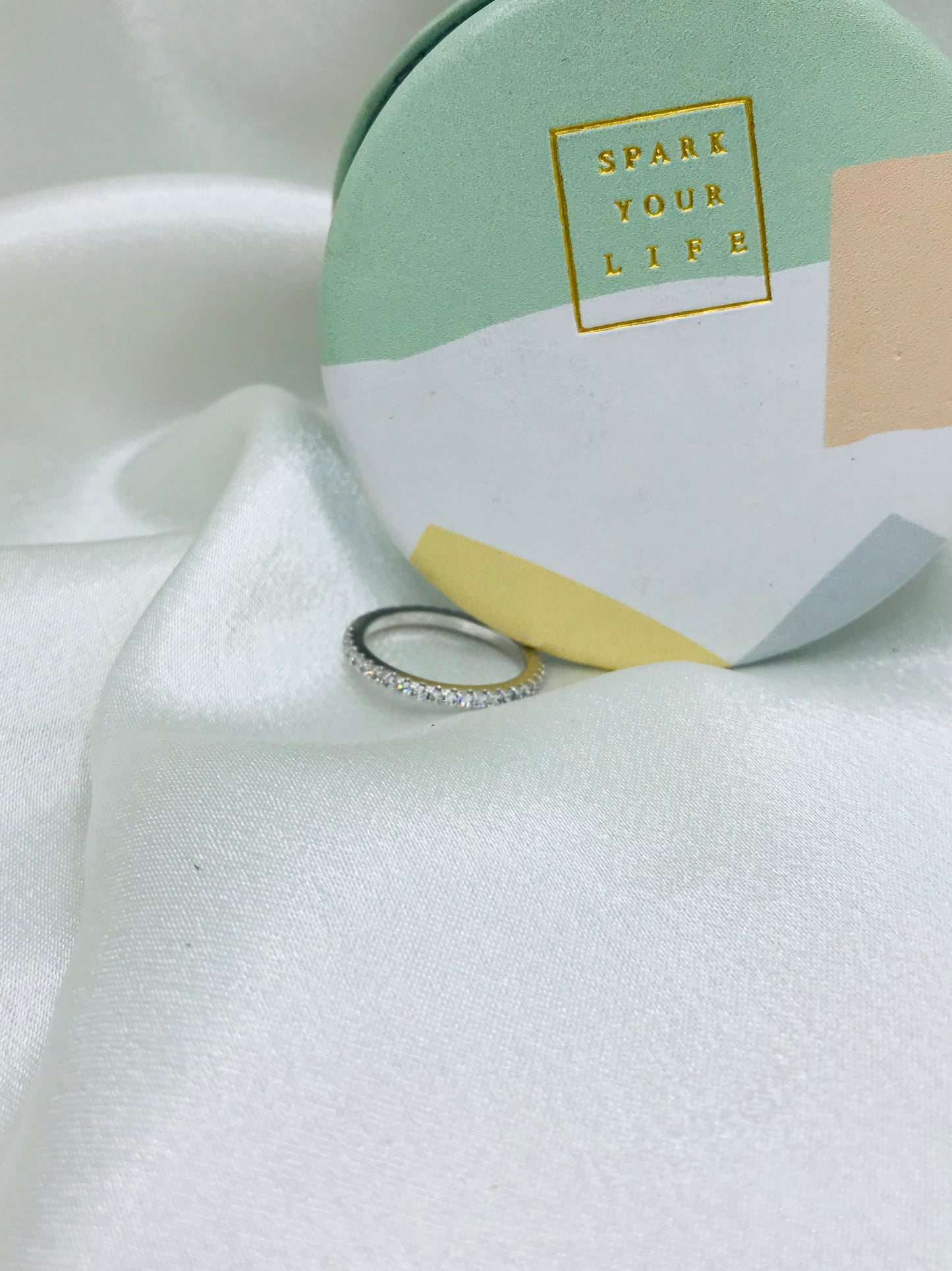 Silver Ring with Diamond Accents