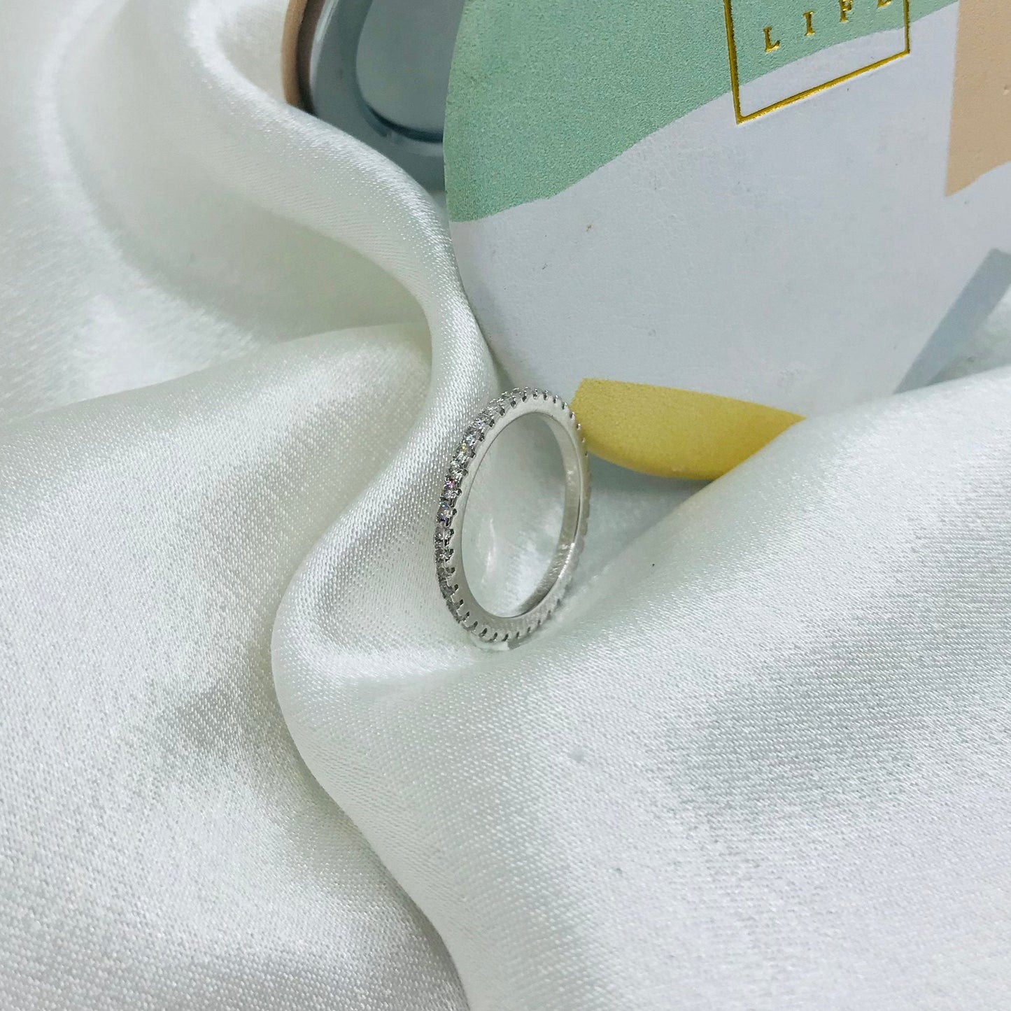 Silver Ring with Diamond Accents