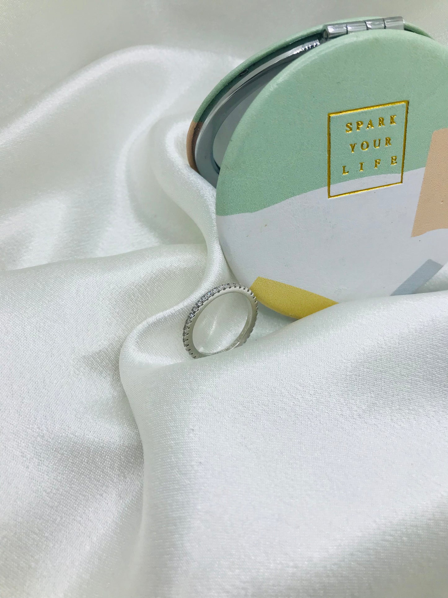 Silver Ring with Diamond Accents
