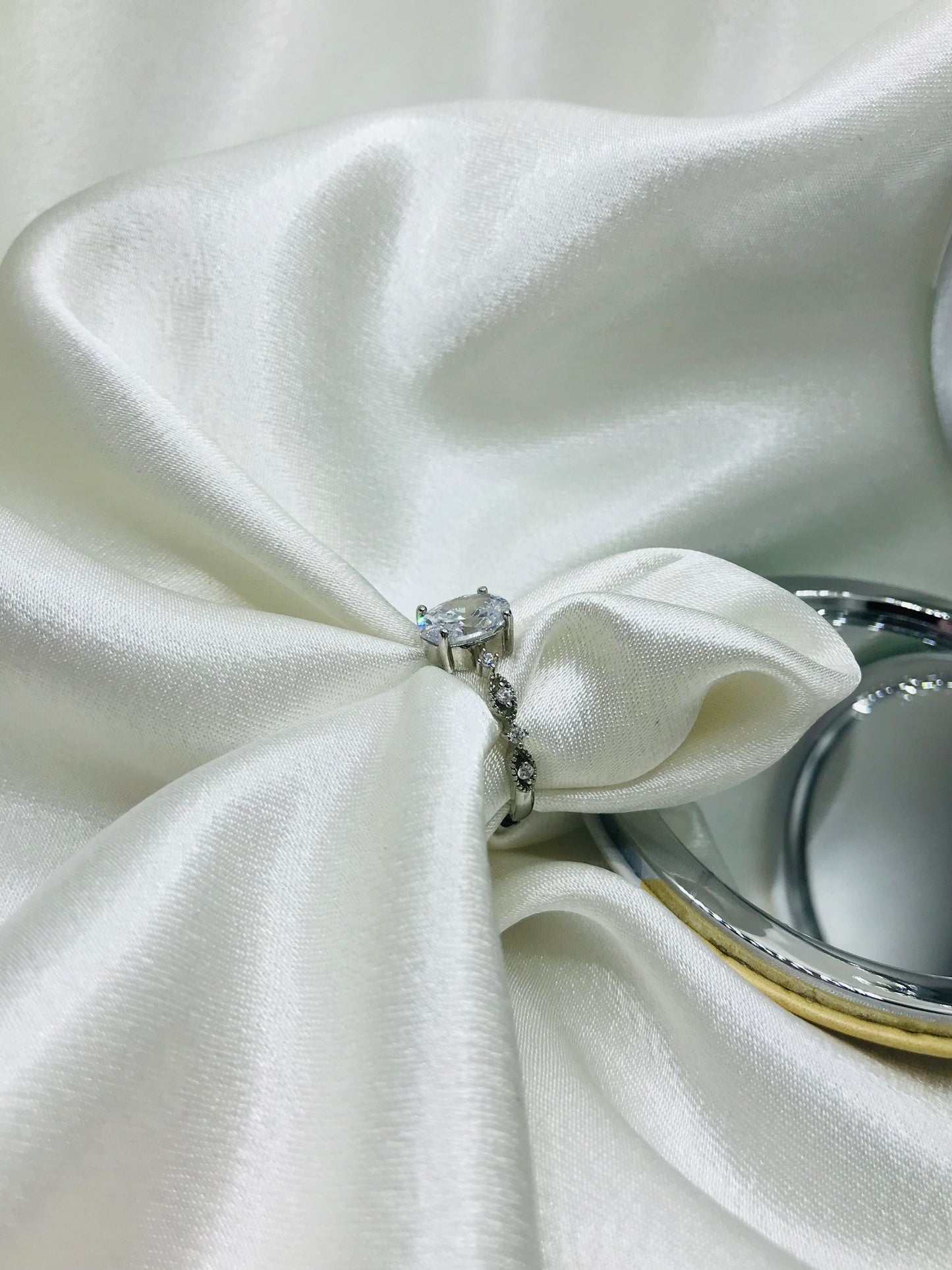 Twisted Silver Ring with Diamonds