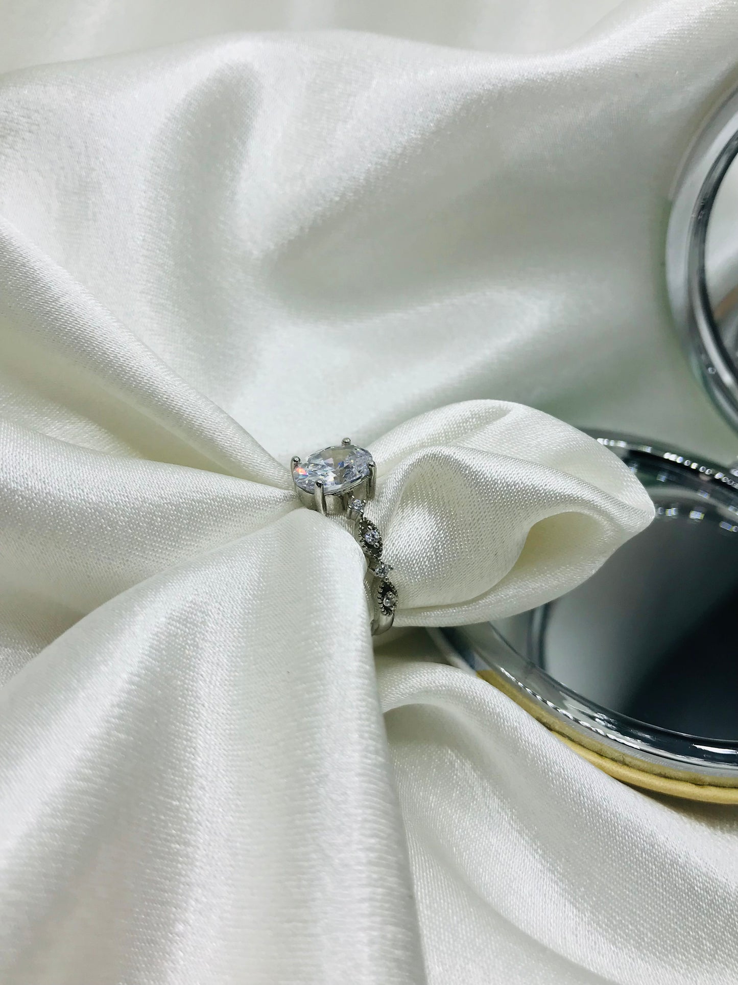 Twisted Silver Ring with Diamonds
