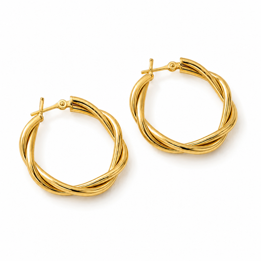 Twisted Gold Hoop Earrings