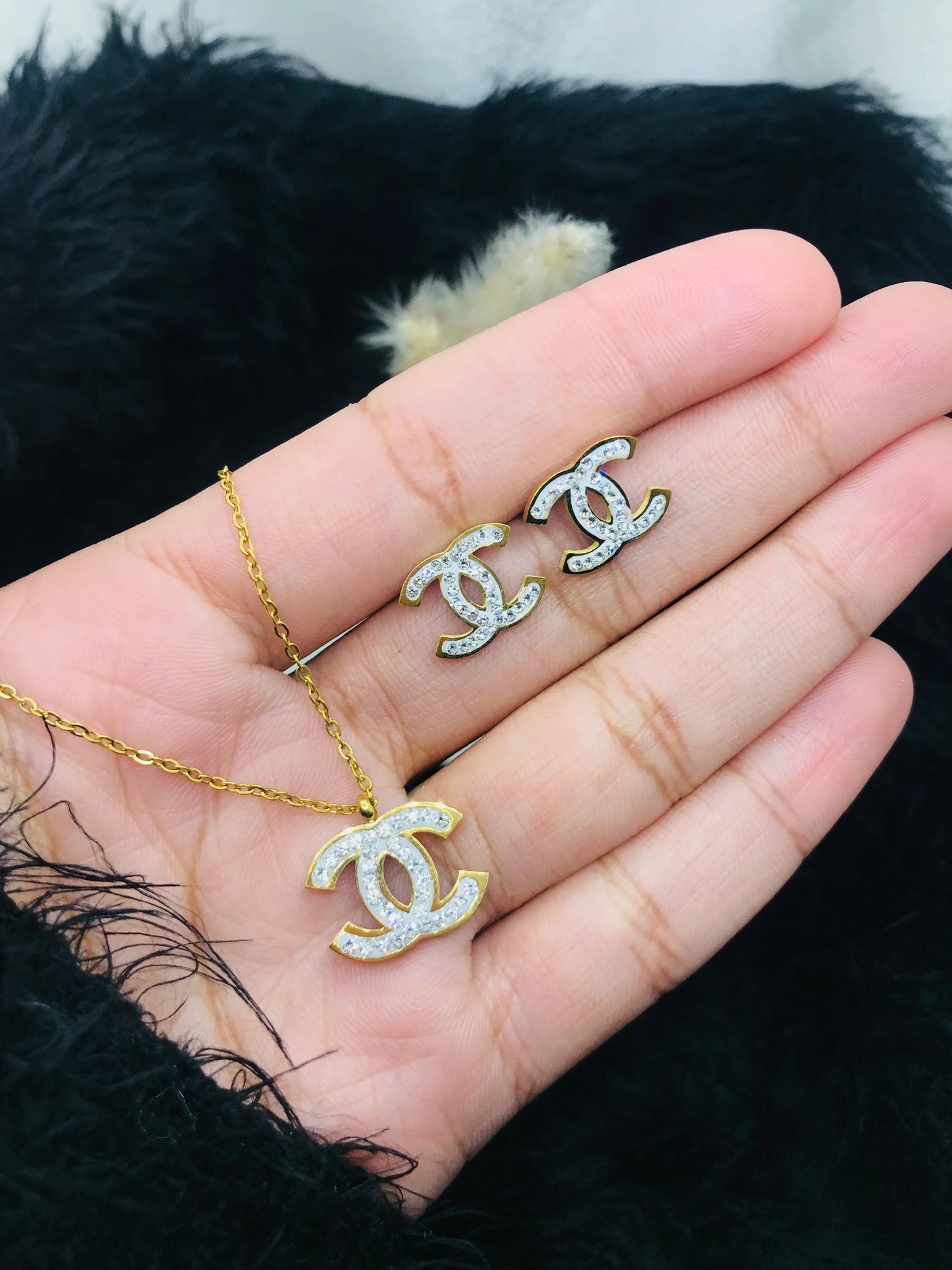 Chanel-Inspired Necklace and Earrings Set