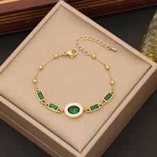 Emerald Zircon Chain Bracelet