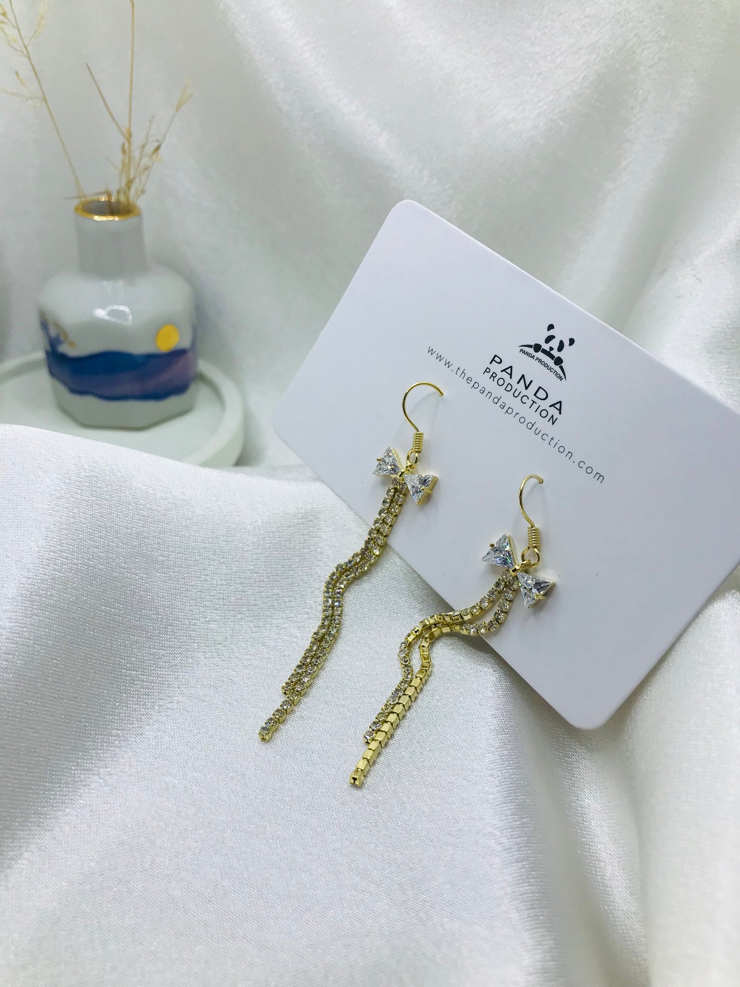 Diamond Butterfly Drop Earrings