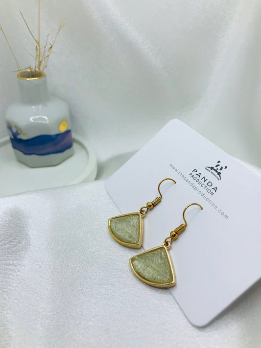 Fan-Shaped Resin Drop Earrings