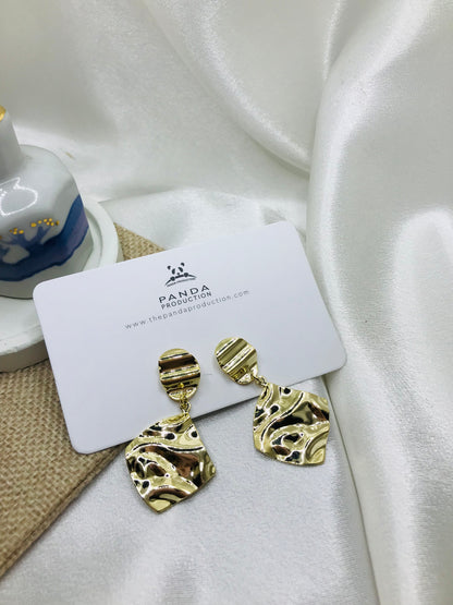 Textured Gold Drop Earrings