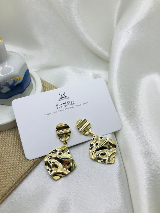 Textured Gold Drop Earrings