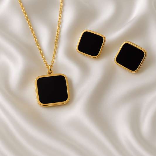 Minimal Rectangle Earring and Pendant Set