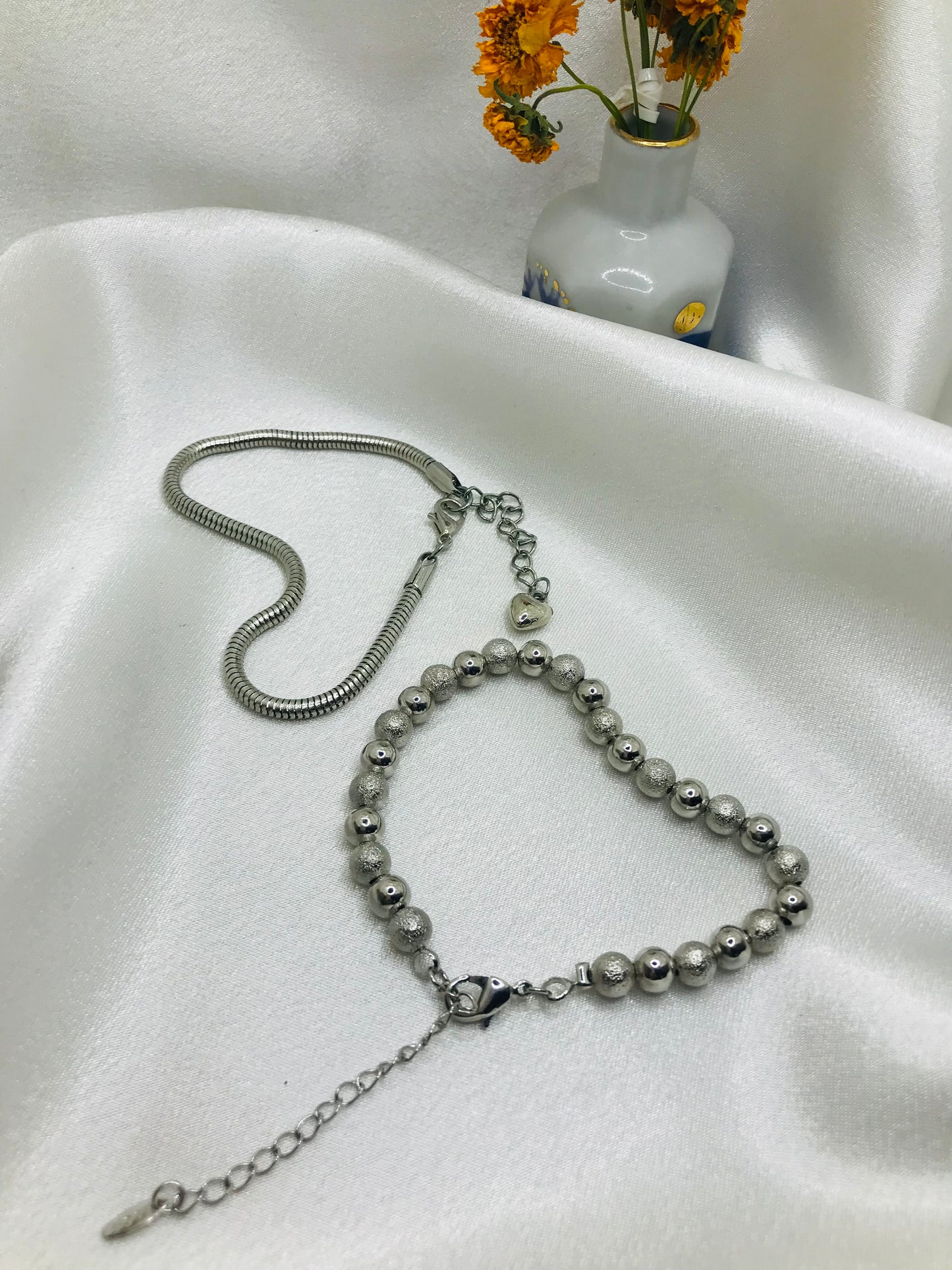 Beaded Bracelet with Anklet Set