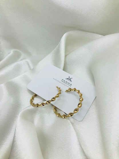 Rope Design Gold Hoops
