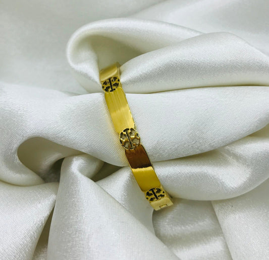 Tory Inspired Gold Facetted Handcuff