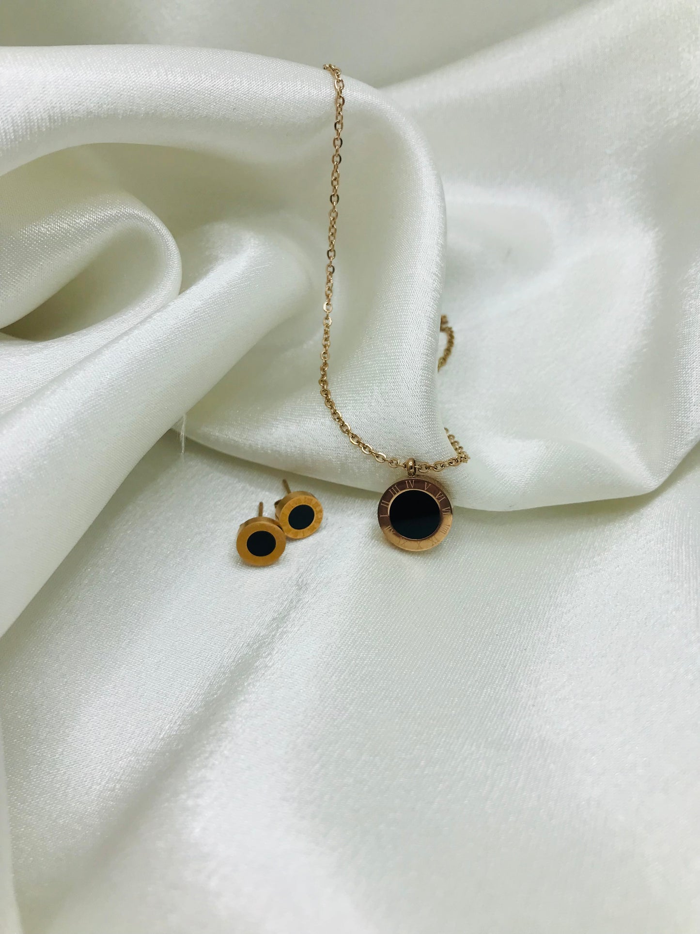 Roman Numeral Necklace and Earrings Set