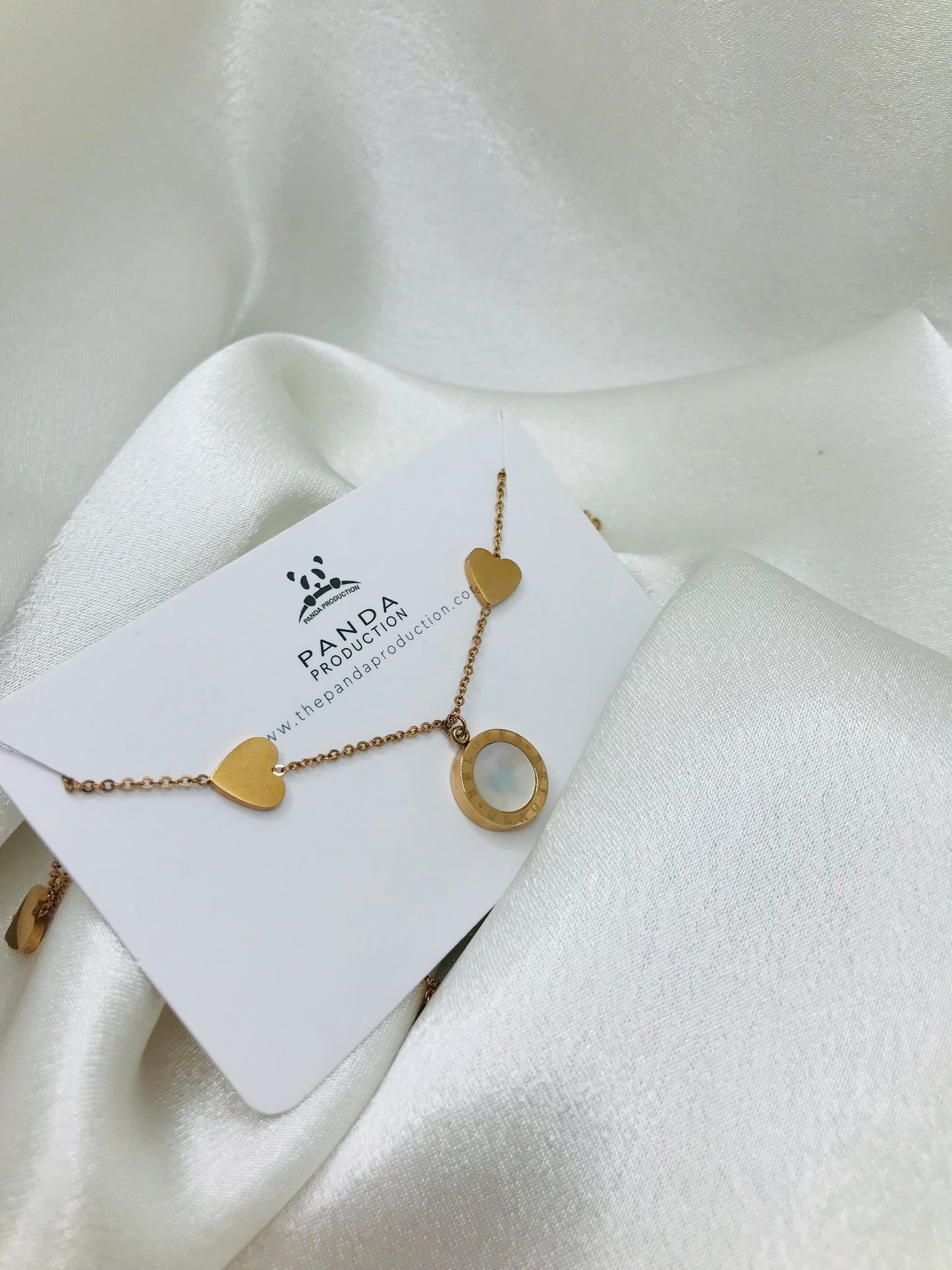 Gold Heart Chain with Circle Pendant