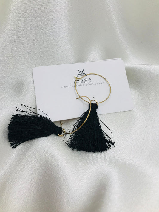 Black Tassel Hoops