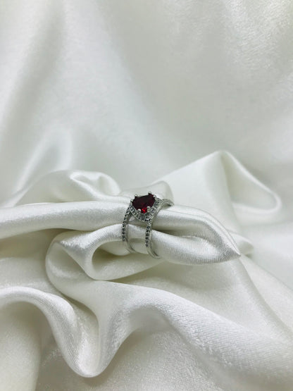 Sterling Silver Heart Ruby Ring