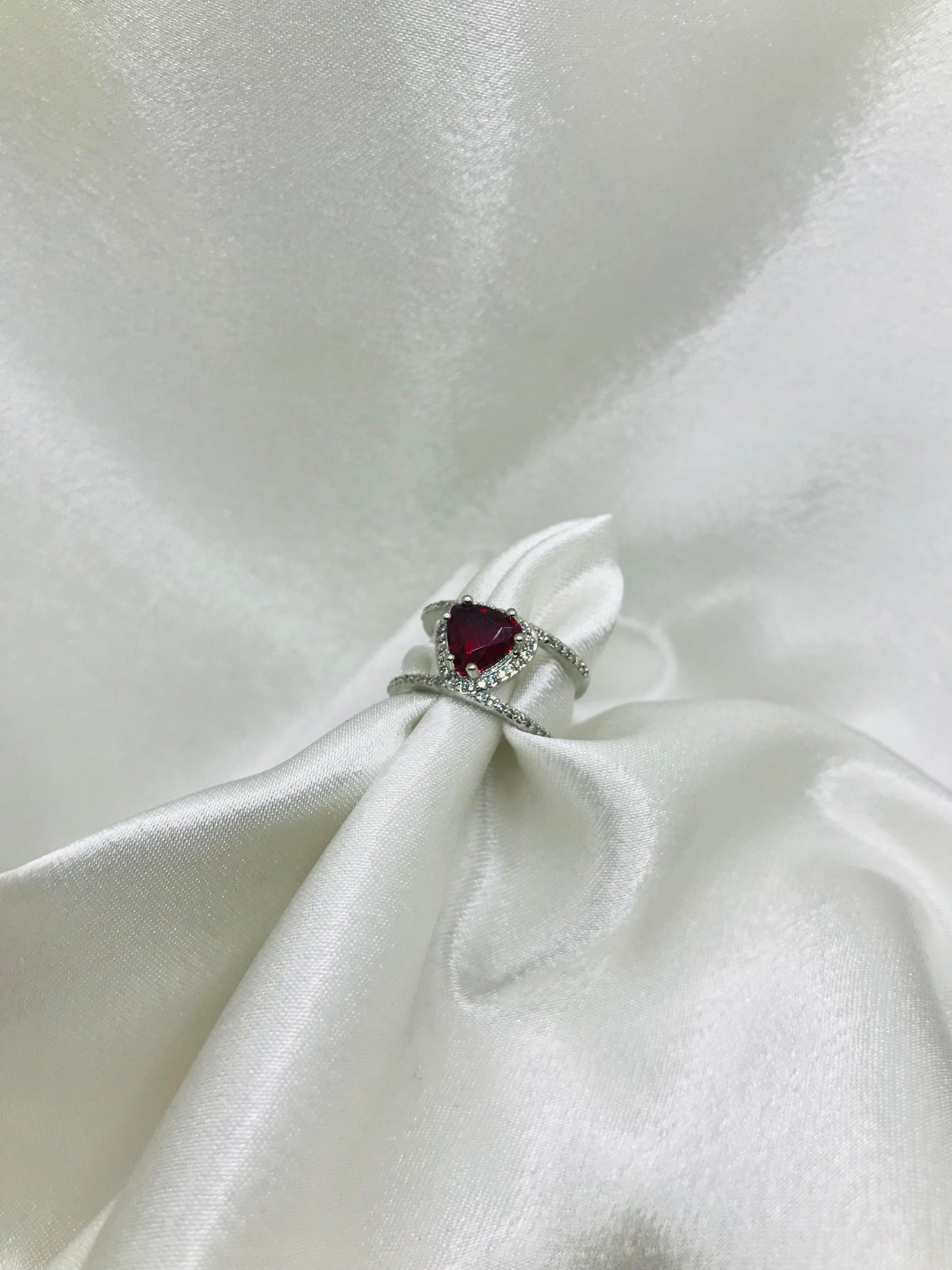 Sterling Silver Heart Ruby Ring