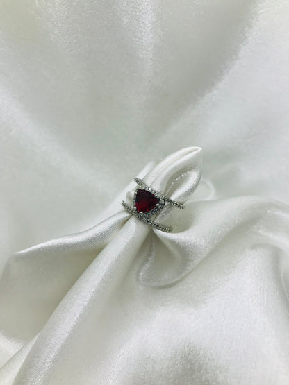 Sterling Silver Heart Ruby Ring
