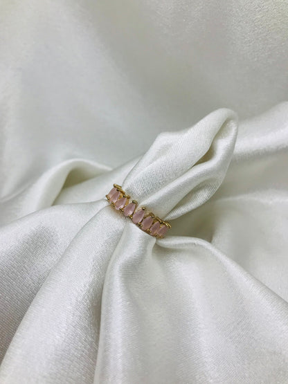 Gold Ring with Pink Gemstones