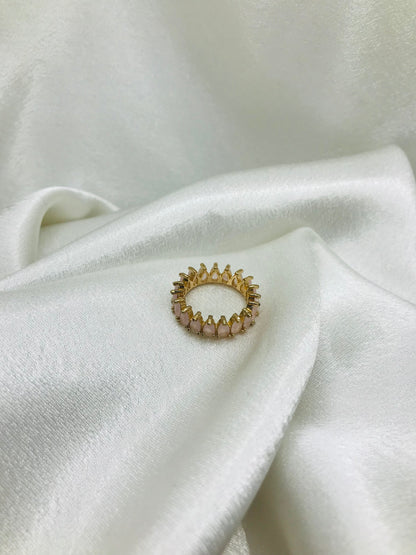 Gold Ring with Pink Gemstones