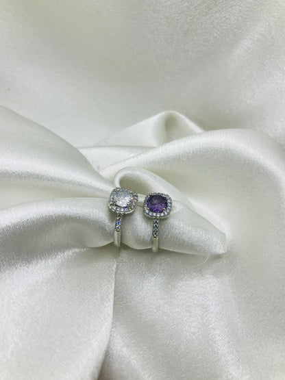 Sterling Silver Halo Gemstone Rings