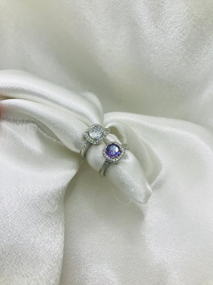 Sterling Silver Halo Gemstone Rings