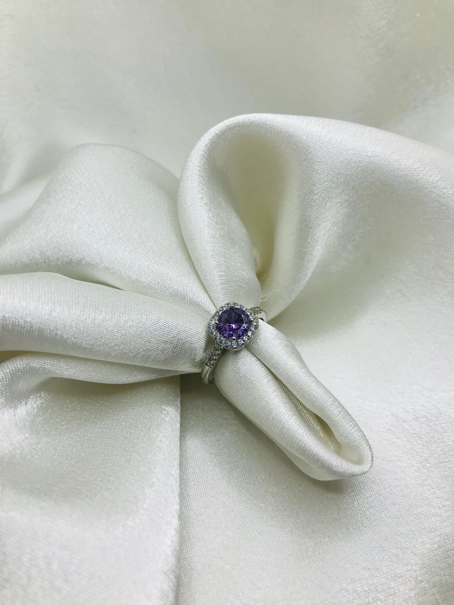 Sterling Silver Halo Gemstone Rings