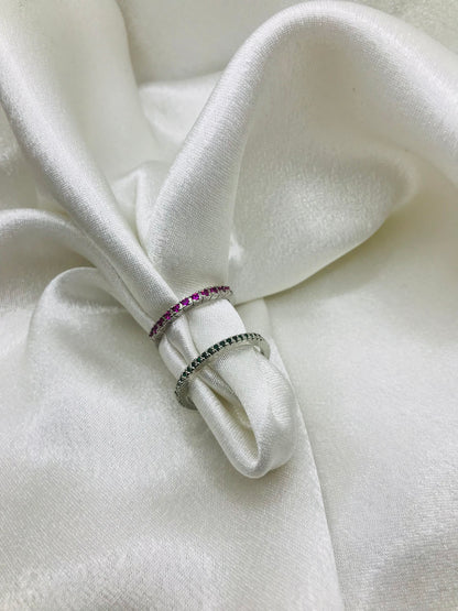 Silver Eternity Rings with Colored Gemstones