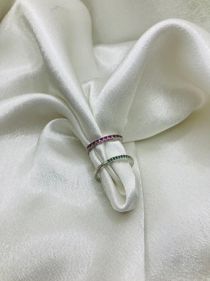 Silver Eternity Rings with Colored Gemstones