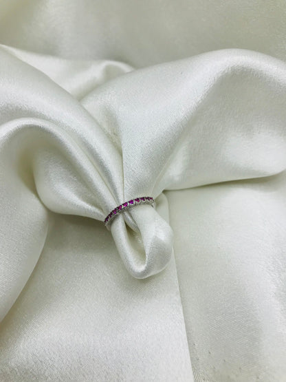 Silver Eternity Rings with Colored Gemstones