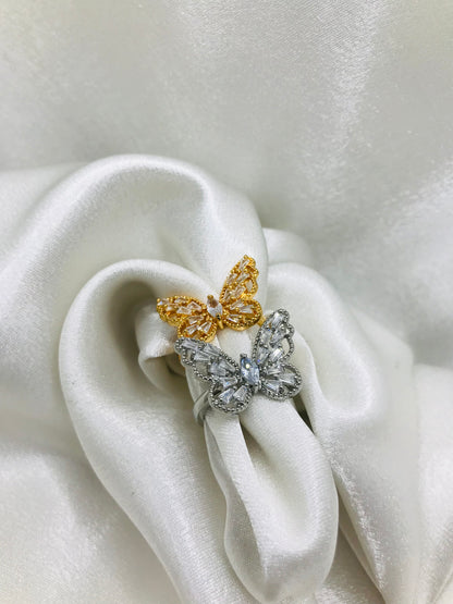 Butterfly Rings with Crystal Accents