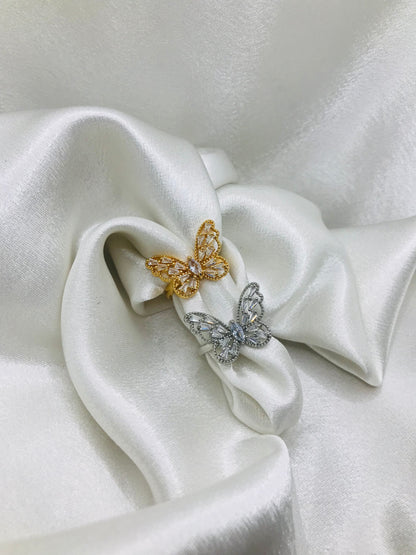 Butterfly Rings with Crystal Accents