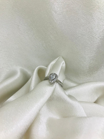 Sterling Silver Heart Halo Ring