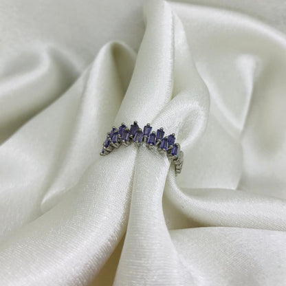 Adjustable Ring with Purple Gemstones