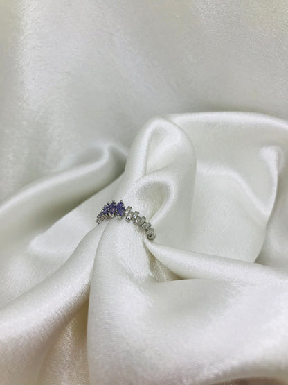 Adjustable Ring with Purple Gemstones