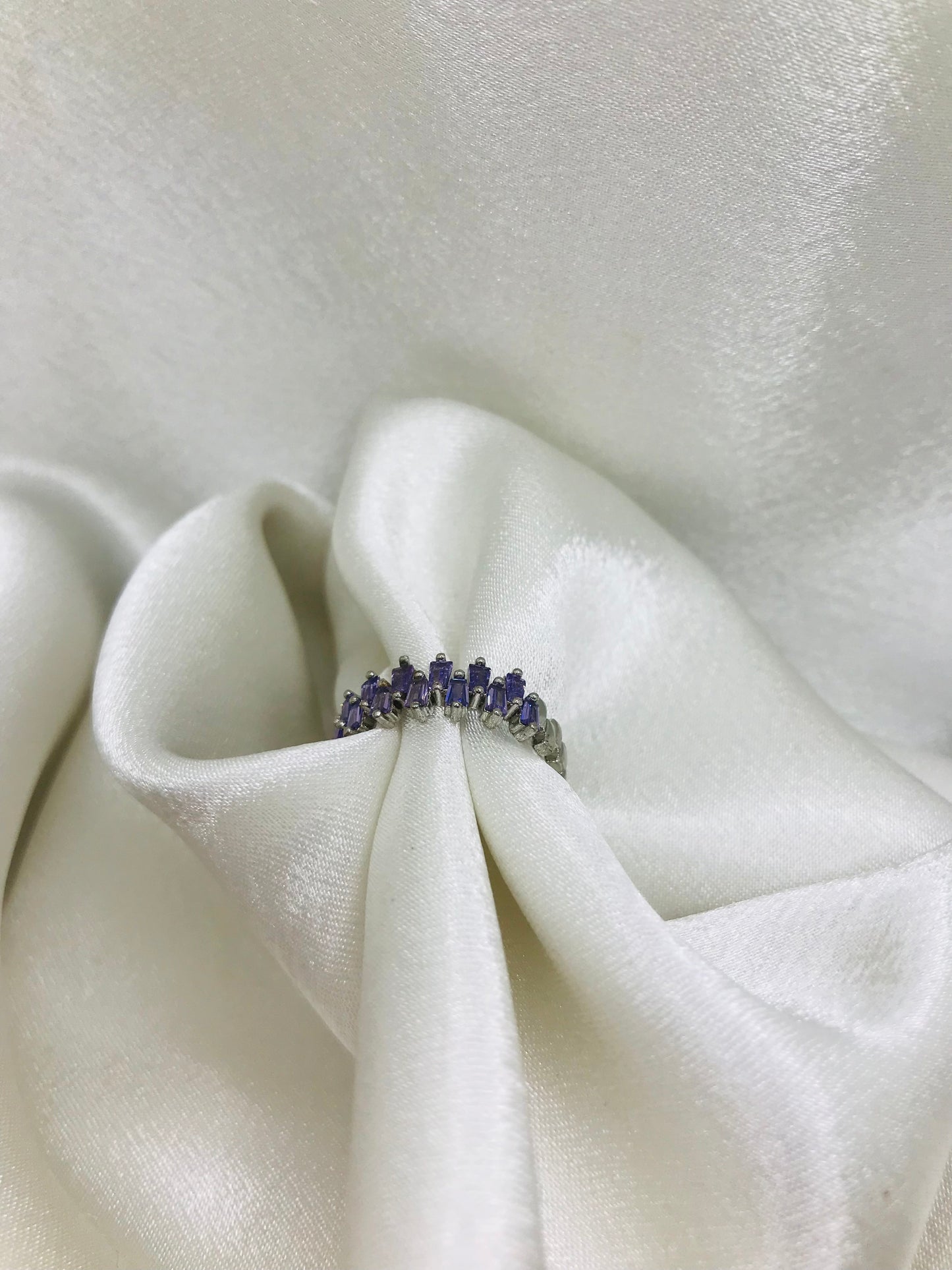 Adjustable Ring with Purple Gemstones