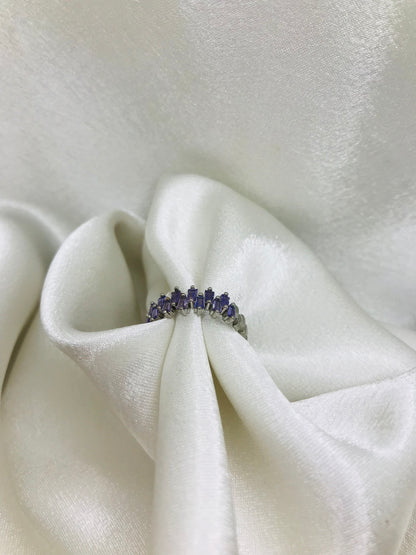 Adjustable Ring with Purple Gemstones