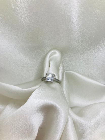 Sterling Silver Princess Cut Solitaire Ring