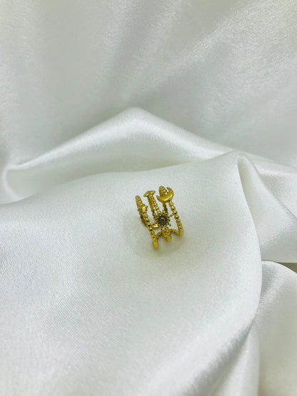 Beaded Three Layered Open Ring