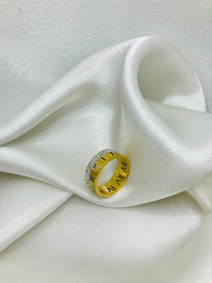 Trendy Roman Numeral Gold Ring