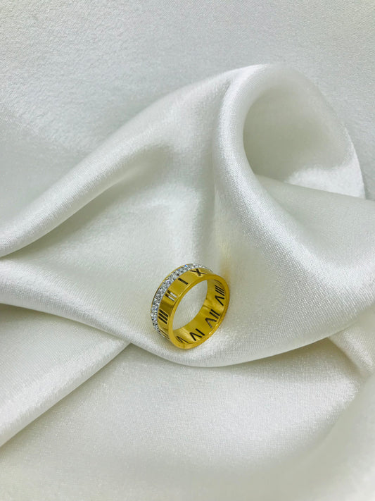 Trendy Roman Numeral Gold Ring