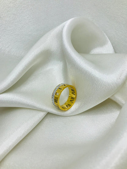 Trendy Roman Numeral Gold Ring