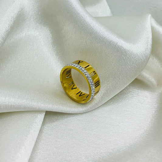 Trendy Roman Numeral Gold Ring