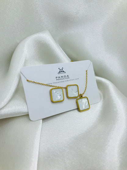 Minimal Rectangle Earring and Pendant Set