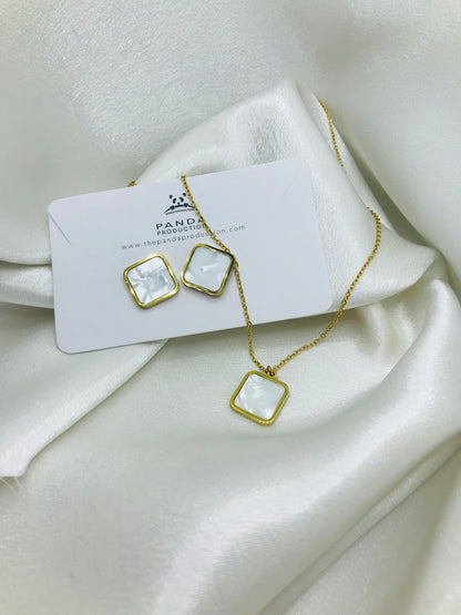 Minimal Rectangle Earring and Pendant Set