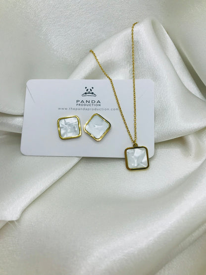 Minimal Rectangle Earring and Pendant Set